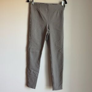 Zara Brown White and Black Gingham Checkered Slim Fit Ankle Pants